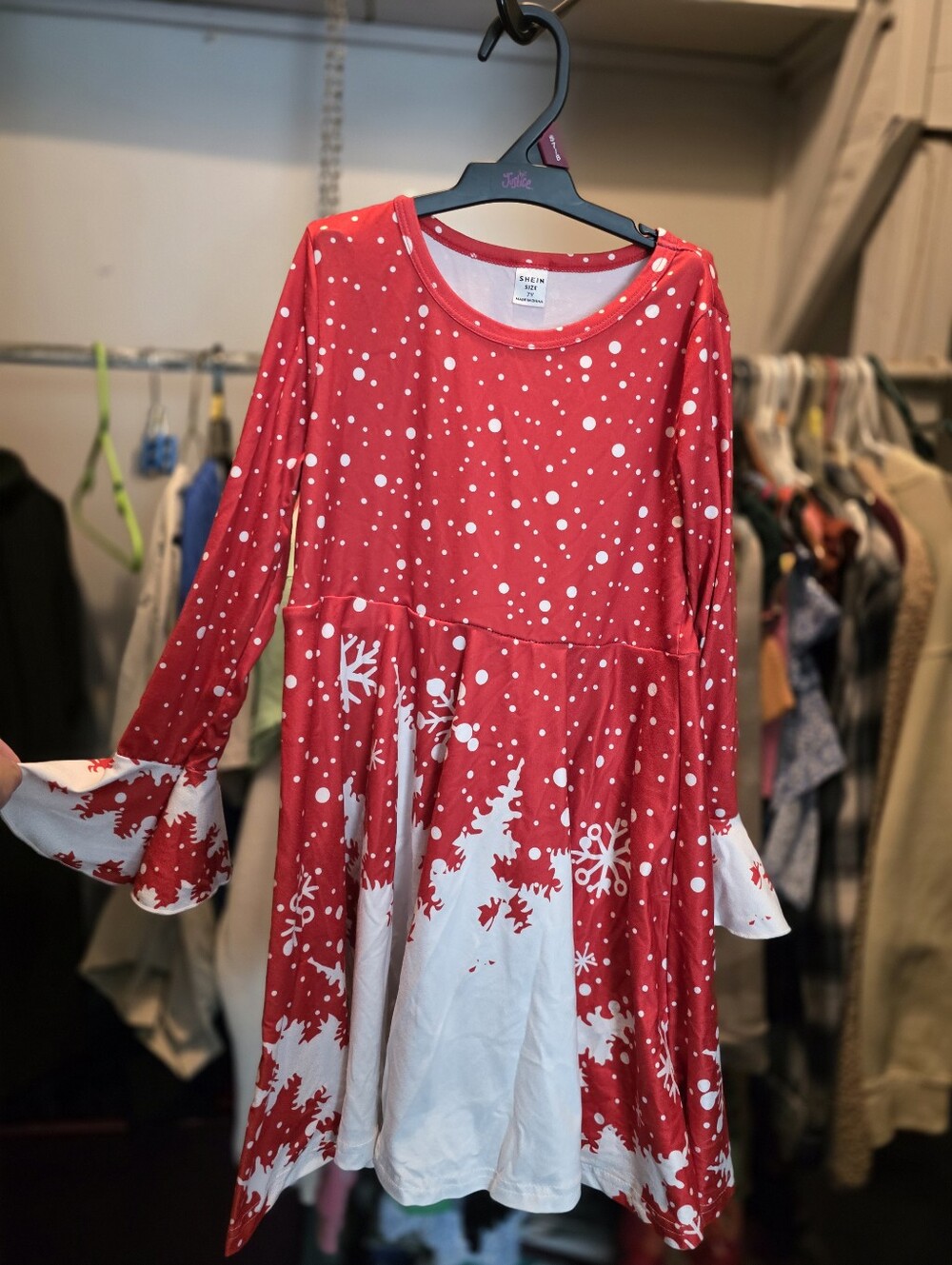 SHEIN Girls Red and White Christmas Dress